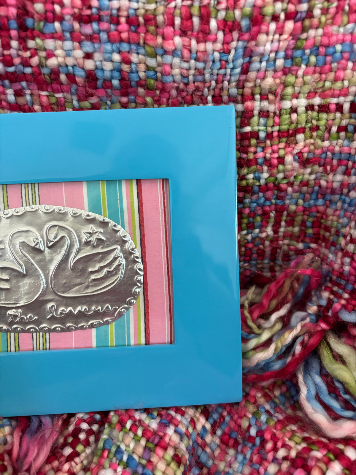 Swan Lovers Tin Art - Pink Stripe