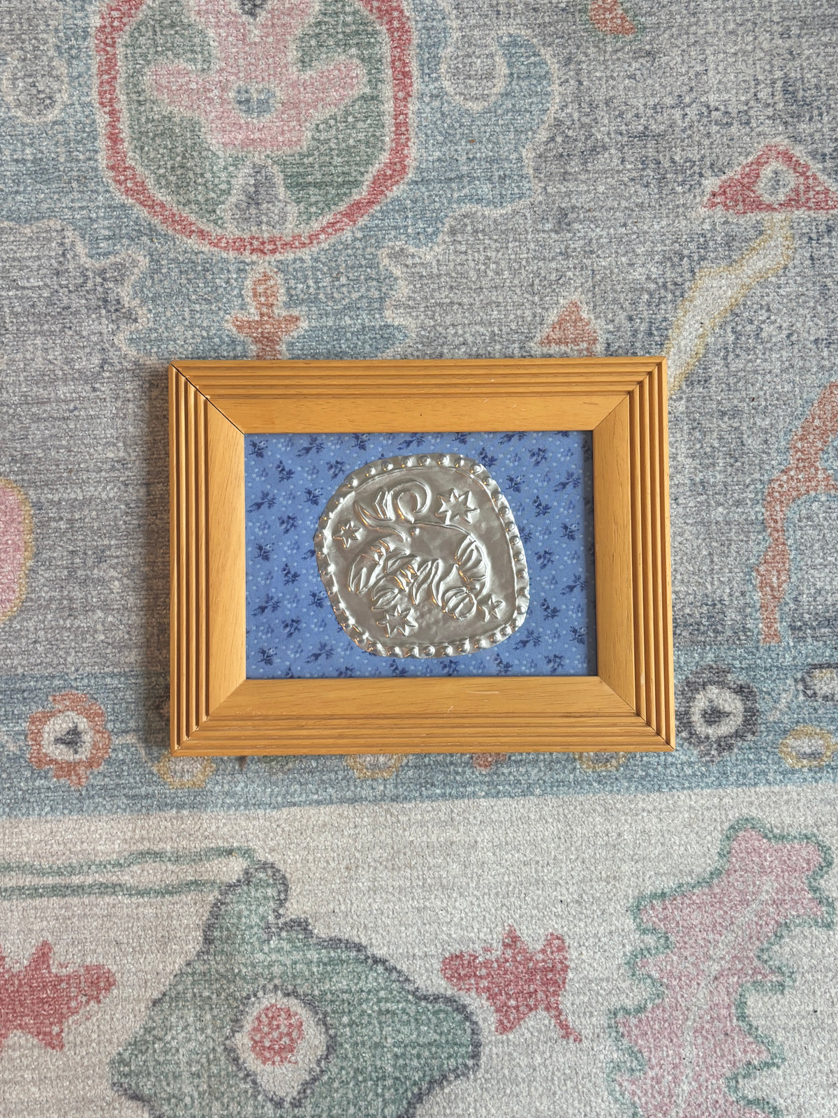 Crayfish Blue Floral Tin Art