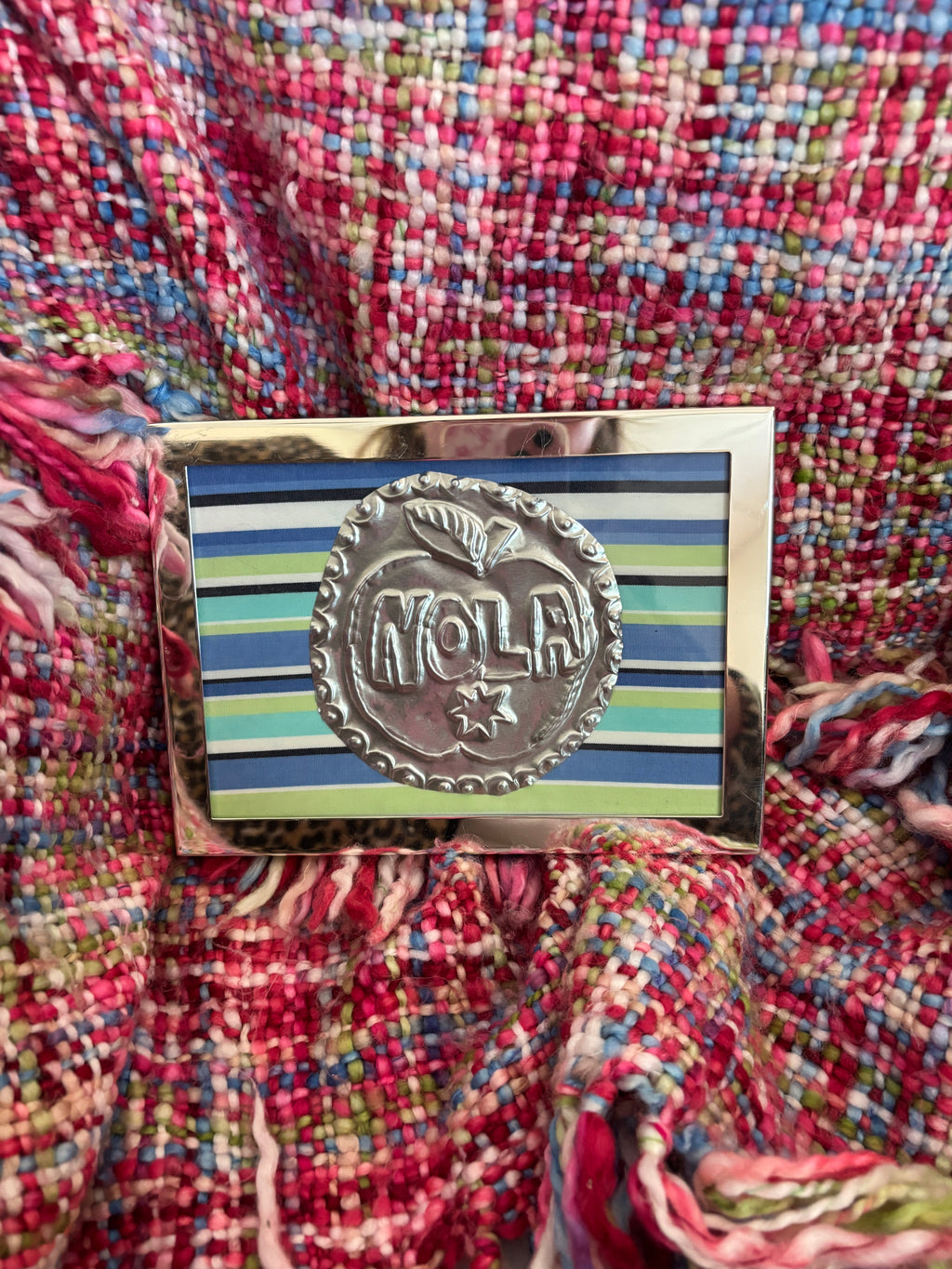 Nola Apple Tin - Blue Multi Stripe