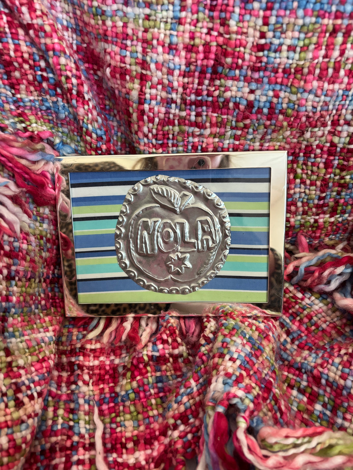 Nola Apple Tin - Blue Multi Stripe