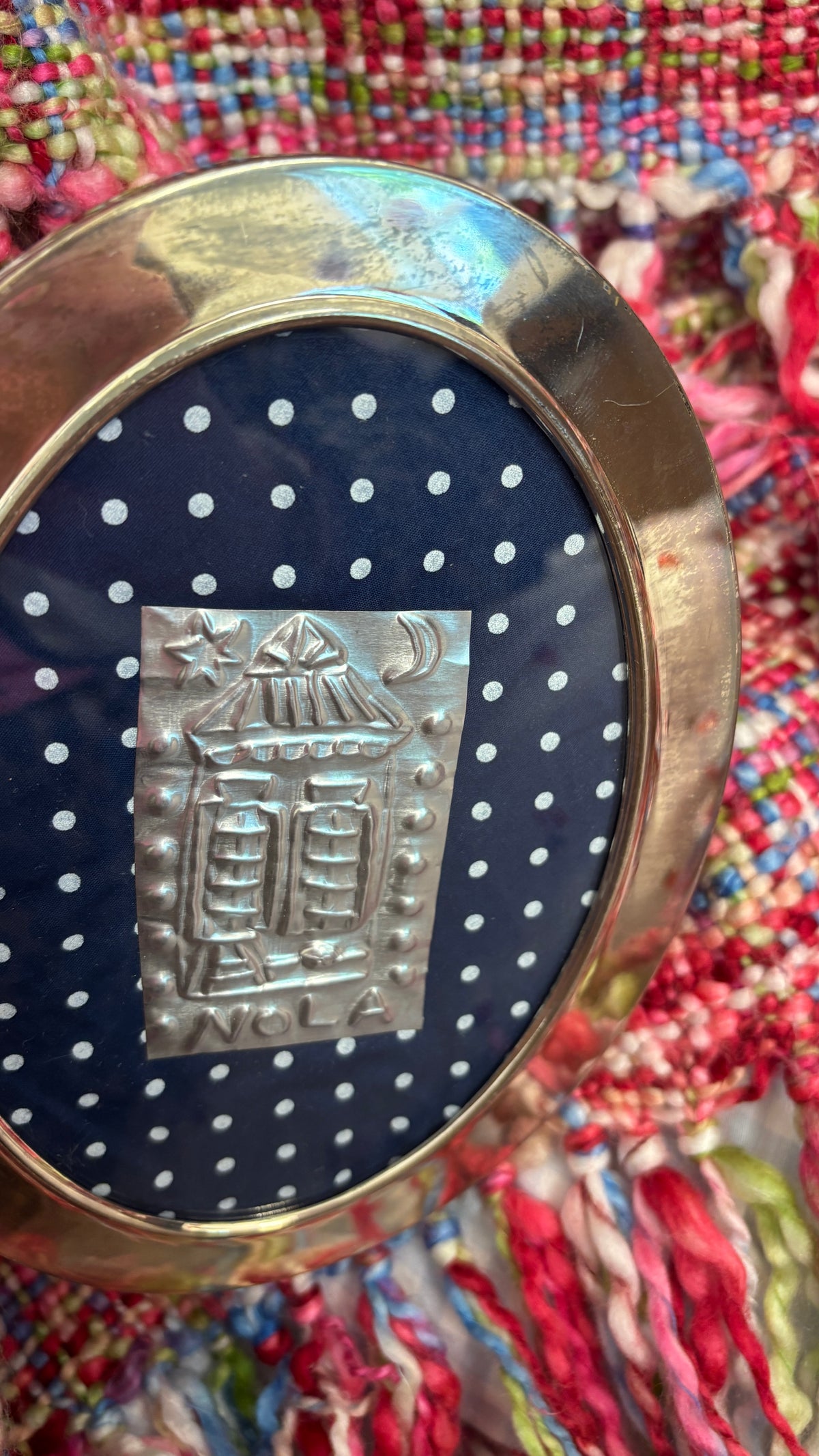 Oval Nola Shotgun Tin Art - Polka Dot