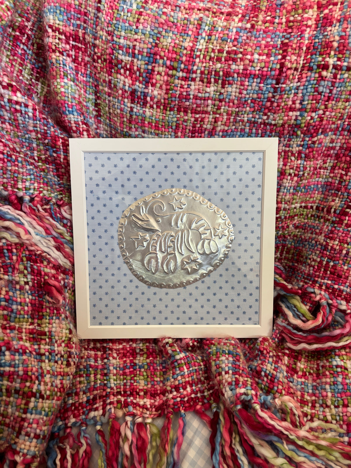 Crawfish Tin Floral Blue Stripe
