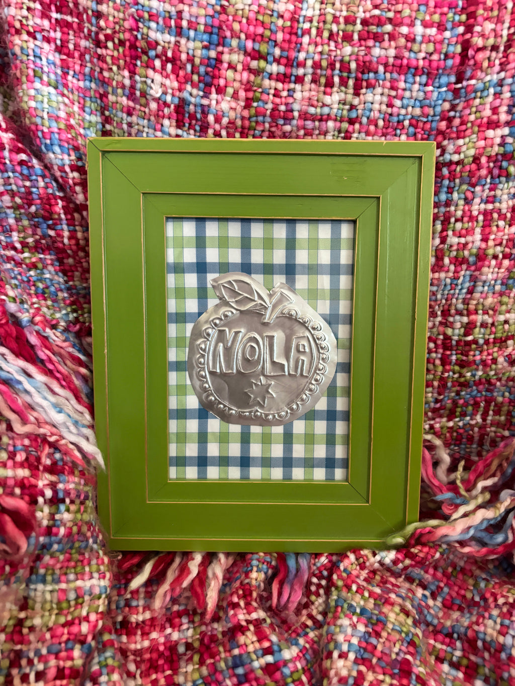 Nola Apple Tin Art - Green Plaid