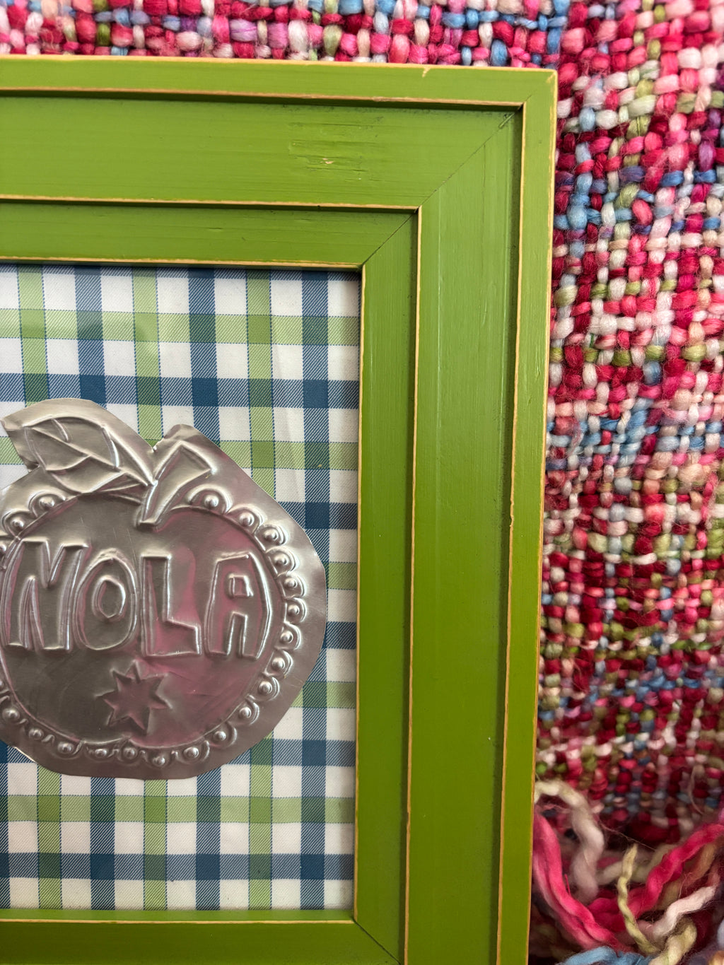 Nola Apple Tin Art - Green Plaid