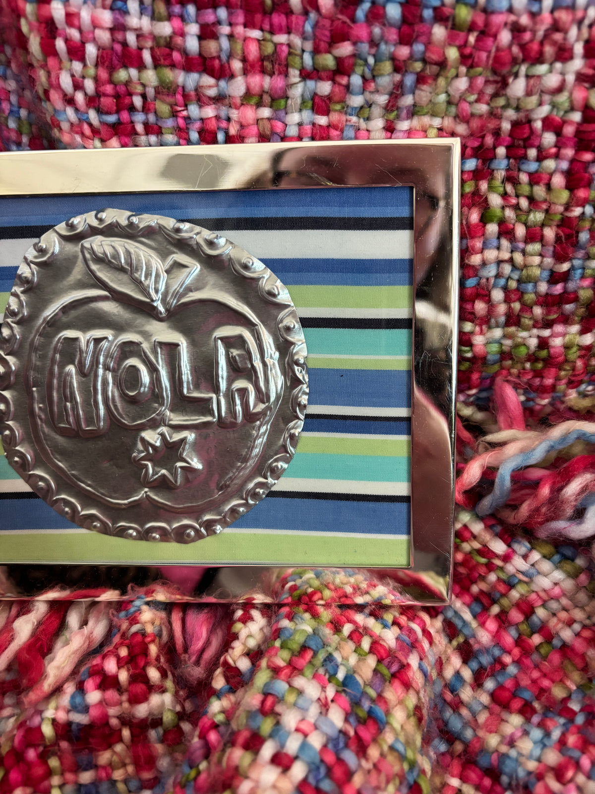 Nola Apple Tin - Blue Multi Stripe