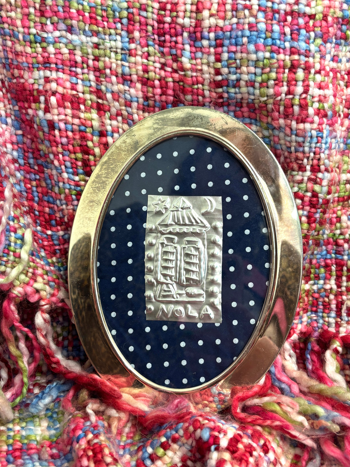Oval Nola Shotgun Tin Art - Polka Dot
