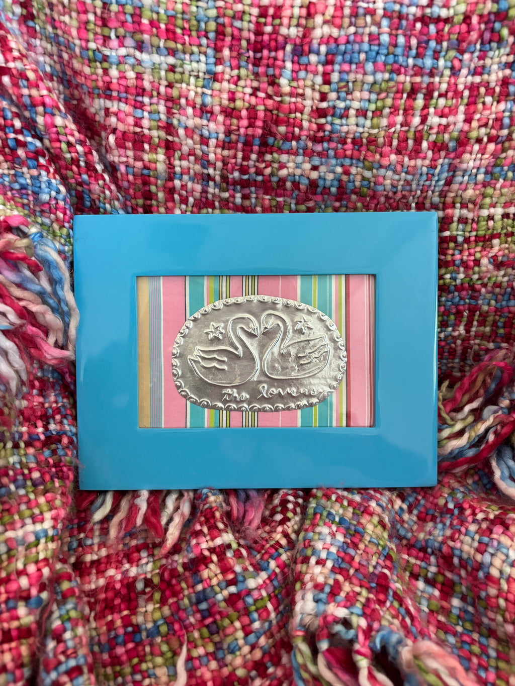 Swan Lovers Tin Art - Pink Stripe