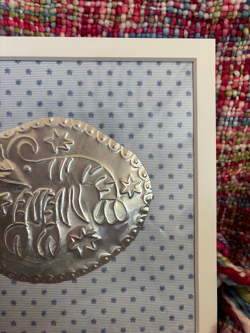 Crawfish Tin Floral Blue Stripe
