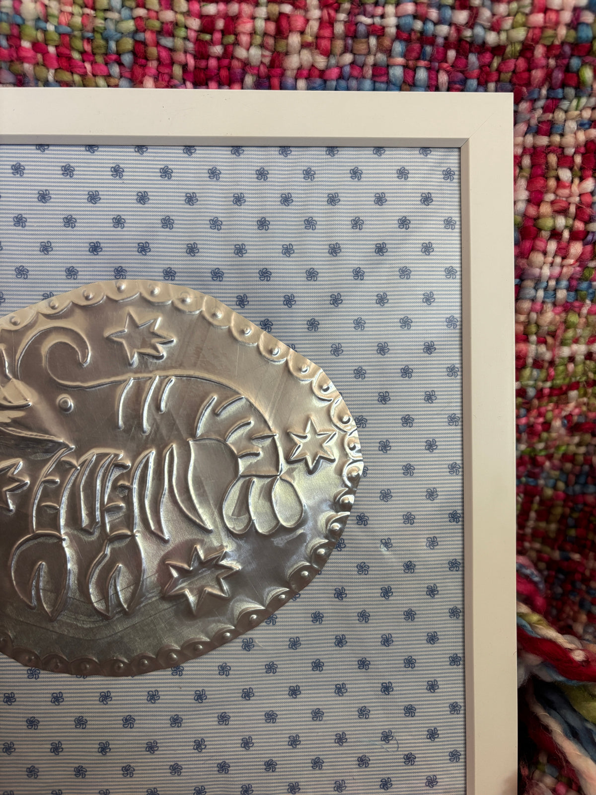 Crawfish Tin Floral Blue Stripe