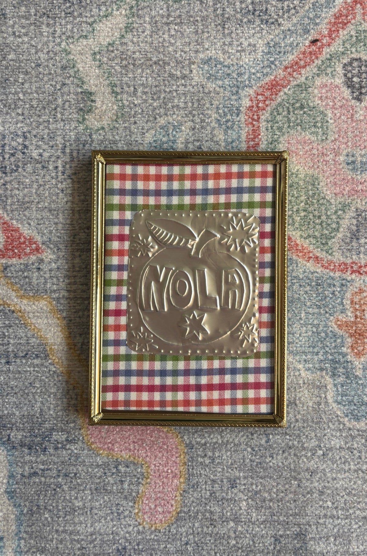 NOLA Apple Tin Art - Rainbow Plaid