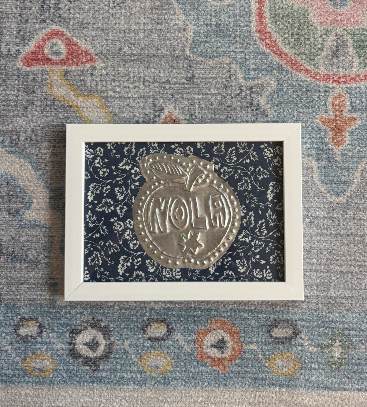 NOLA Apple Tin Art - Blue Floral